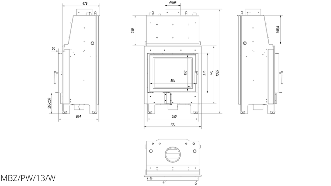 Камінна топка Kratki MBZ PW 13