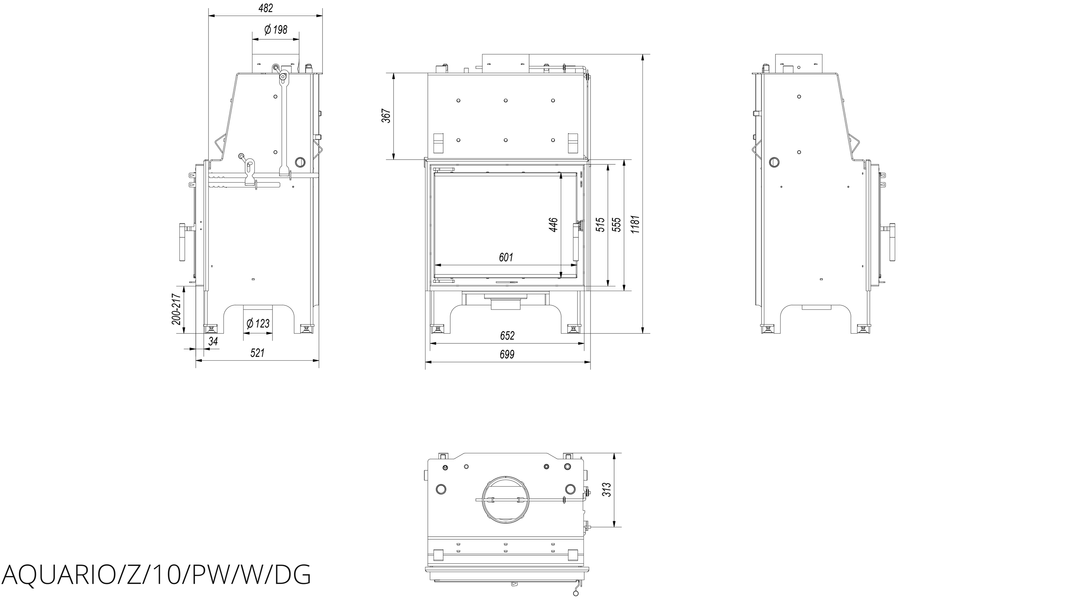 Камінна топка Kratki AQUARIO Z10 PW GLASS